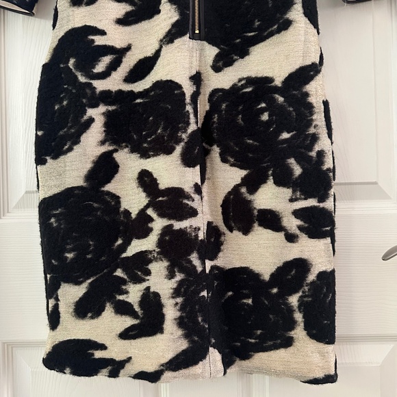Reiss Lavine Floral Wool Blend Bodycon Dress Black Cream Gold Women's Size 10 - Picture 12 of 15